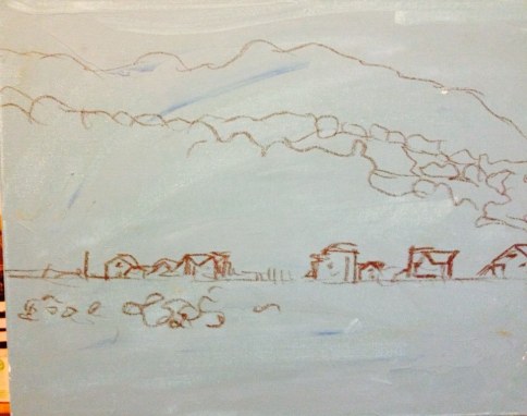 15. Romania Poppy Field and Hillside Sketch