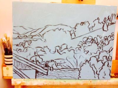 9. Romania Hillside Sketch